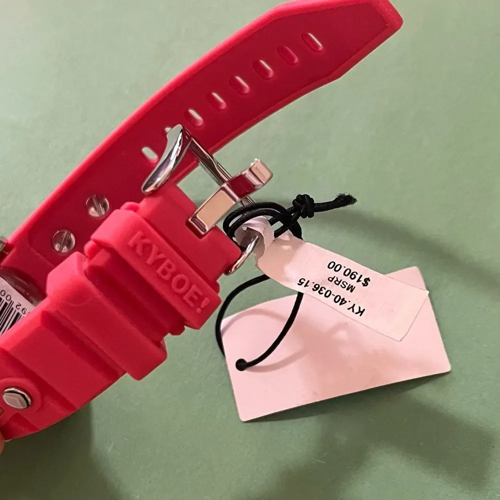 KYBOE silver watch silicone band 40 mm pale red color Unisex